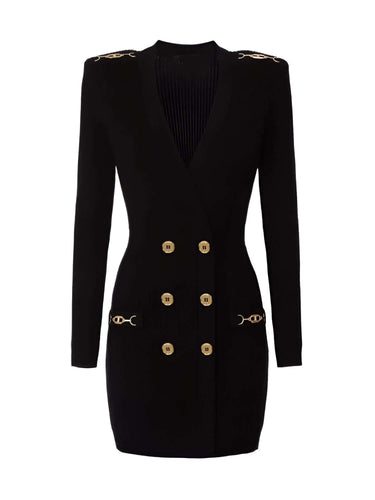 Elegant Women V-Neck Gold Chain Knit Dress -, Dresses , Drestiny , Australia, Black, Brown, Canada, Chocolate, FR, L, Light Blue, Long Sleeves, M, Mini Dresses, New Zealand, Red, S, United Kingdom, United States, White, XL , Drestiny , www.shopdrestiny.com